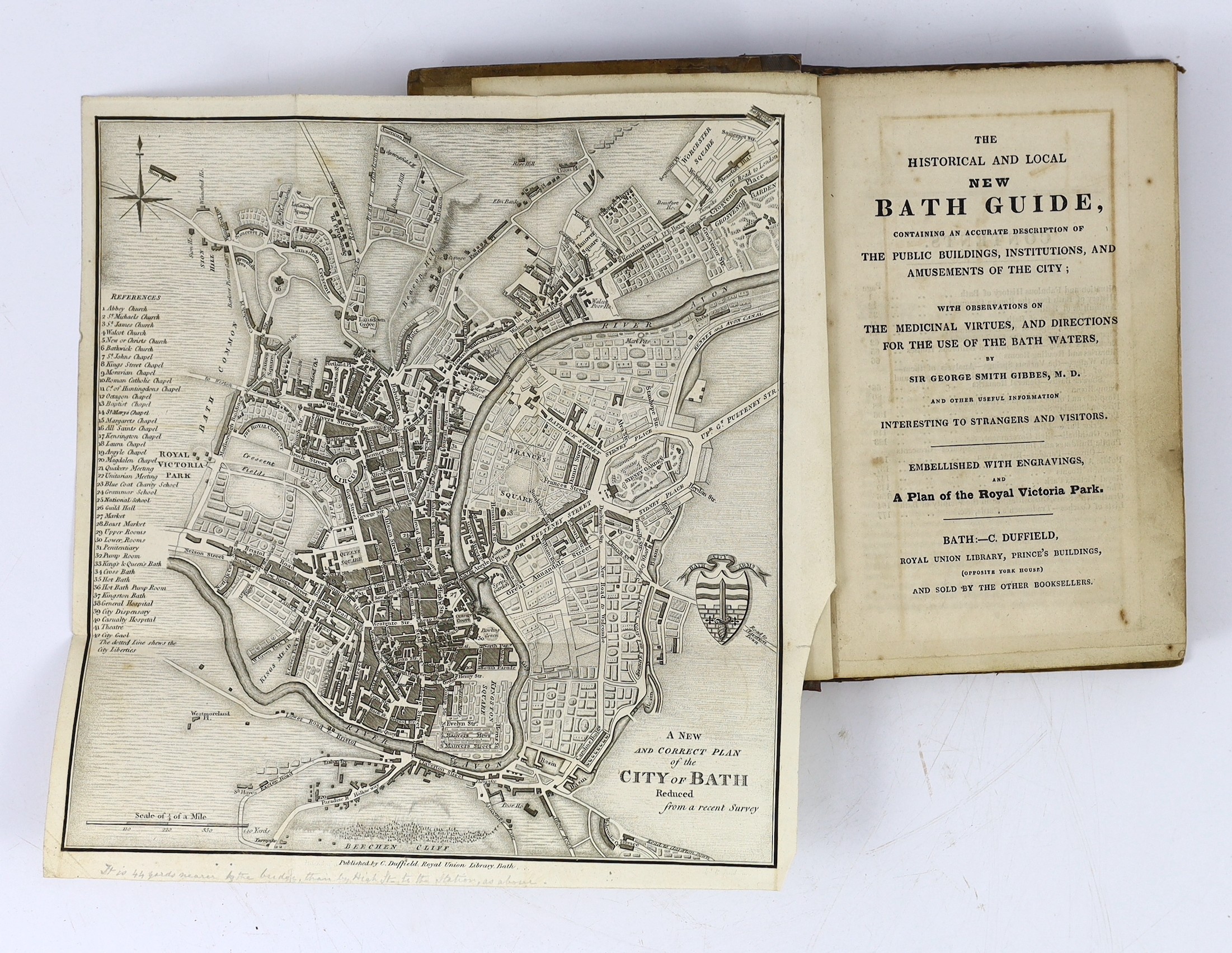 SOMERSET, BATH: The Historical and Local New Bath Guide...with Observations on the Medicinal Virtues, and Directions for the Use of the Bath Waters, by Sir George Smith Gibbes.....2 folded plans, 13 plates and 35 decorat
